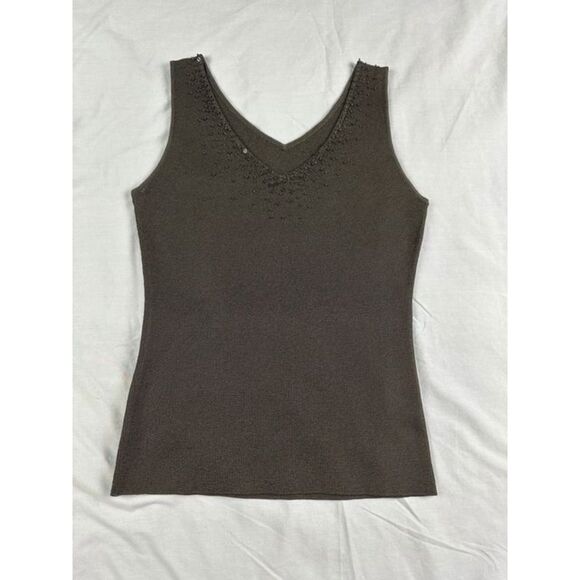 Strawberry Field Women's Embellished V-Neck Tank Top Black Size XS Knit Comfy - Picture 1 of 7